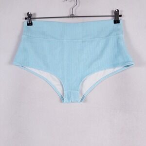 Victoria's Secret PINK Swim Bottoms Womens XXL Light Blue Textured High Waisted